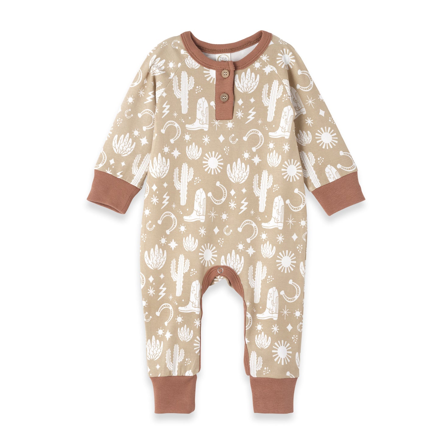 Wild West/Tan Bamboo Romper