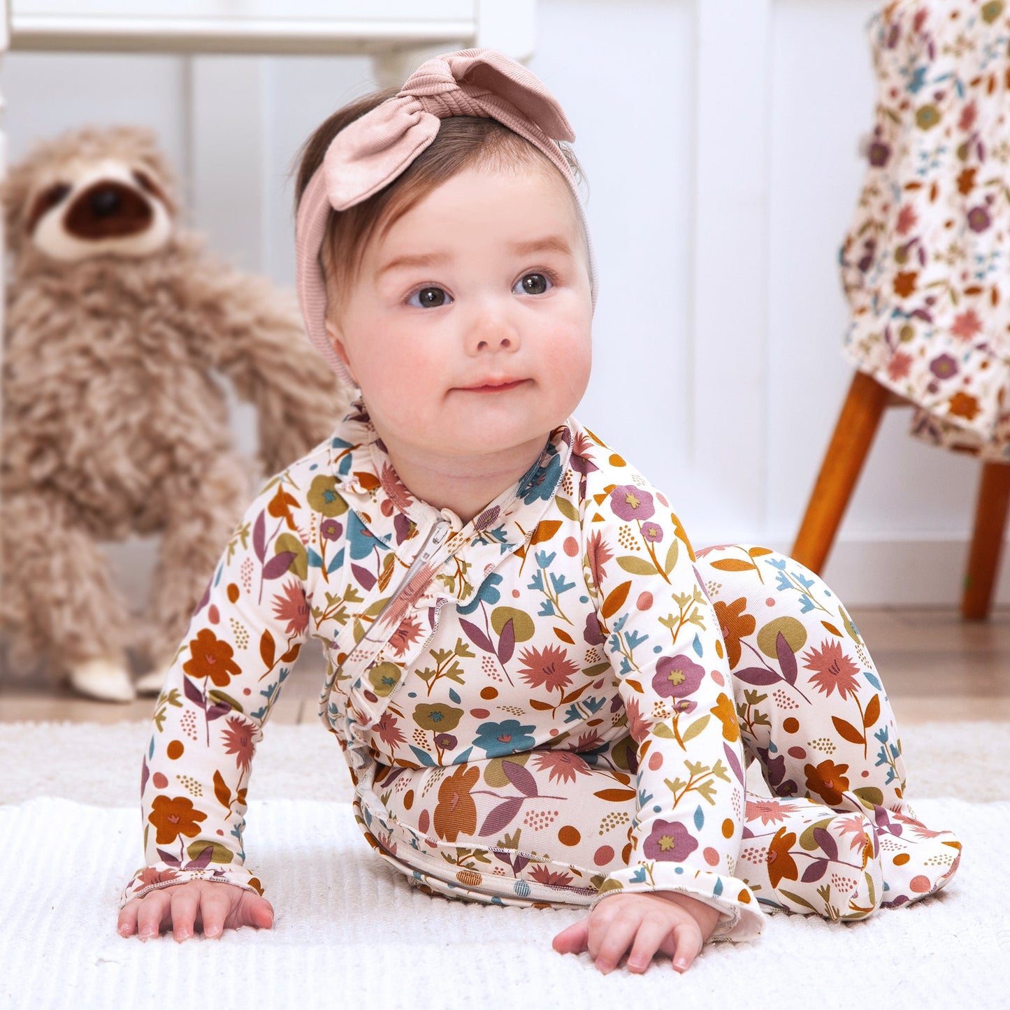 Blossoms Bamboo Floral Zipper Romper