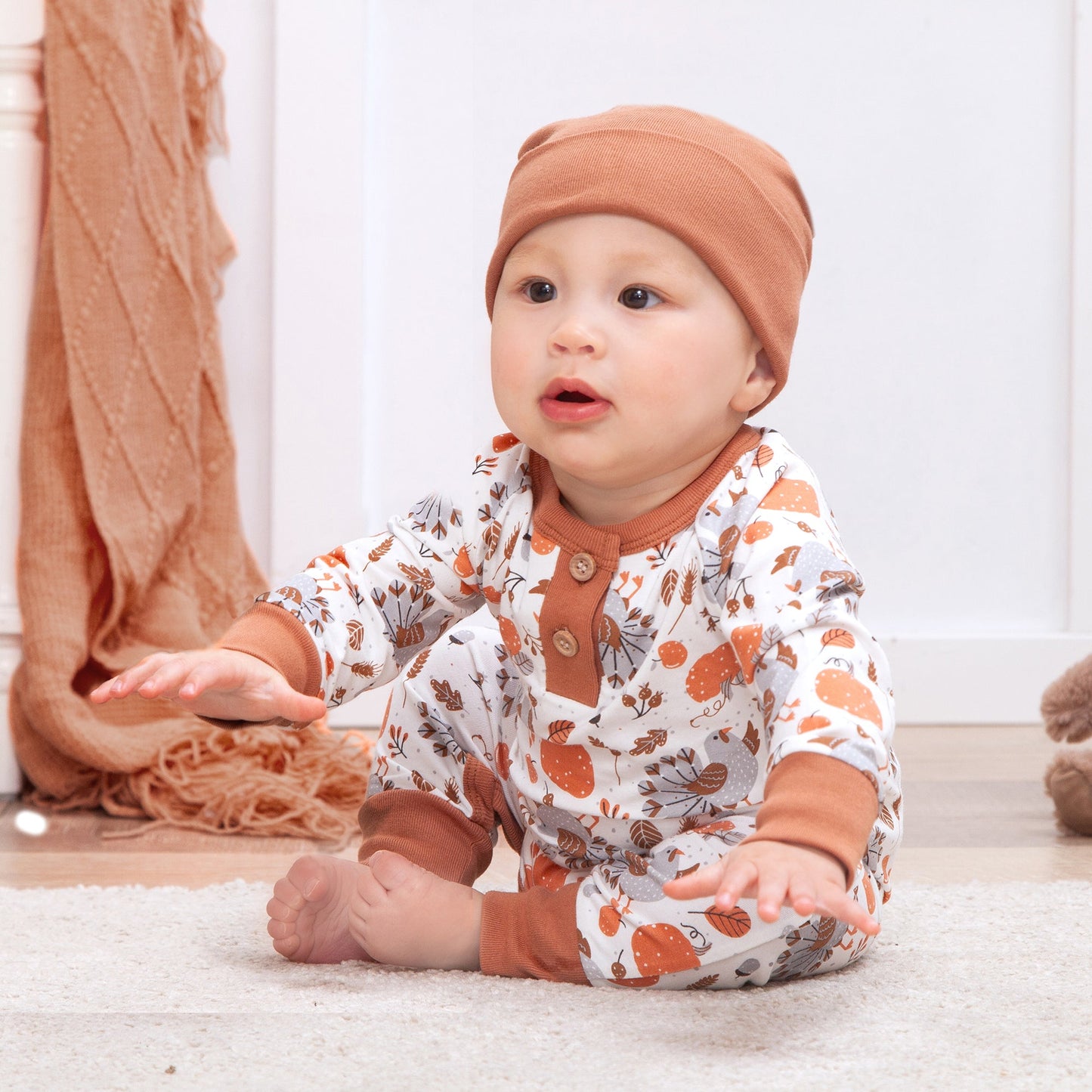 Thanksgiving Harvest Bamboo Henley Romper