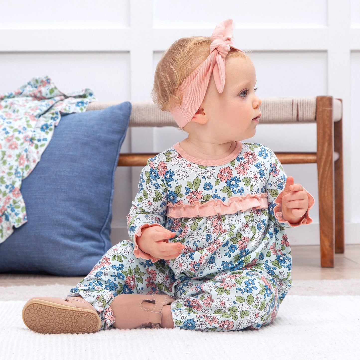 Meadow Fields Floral Bamboo Bubble Romper