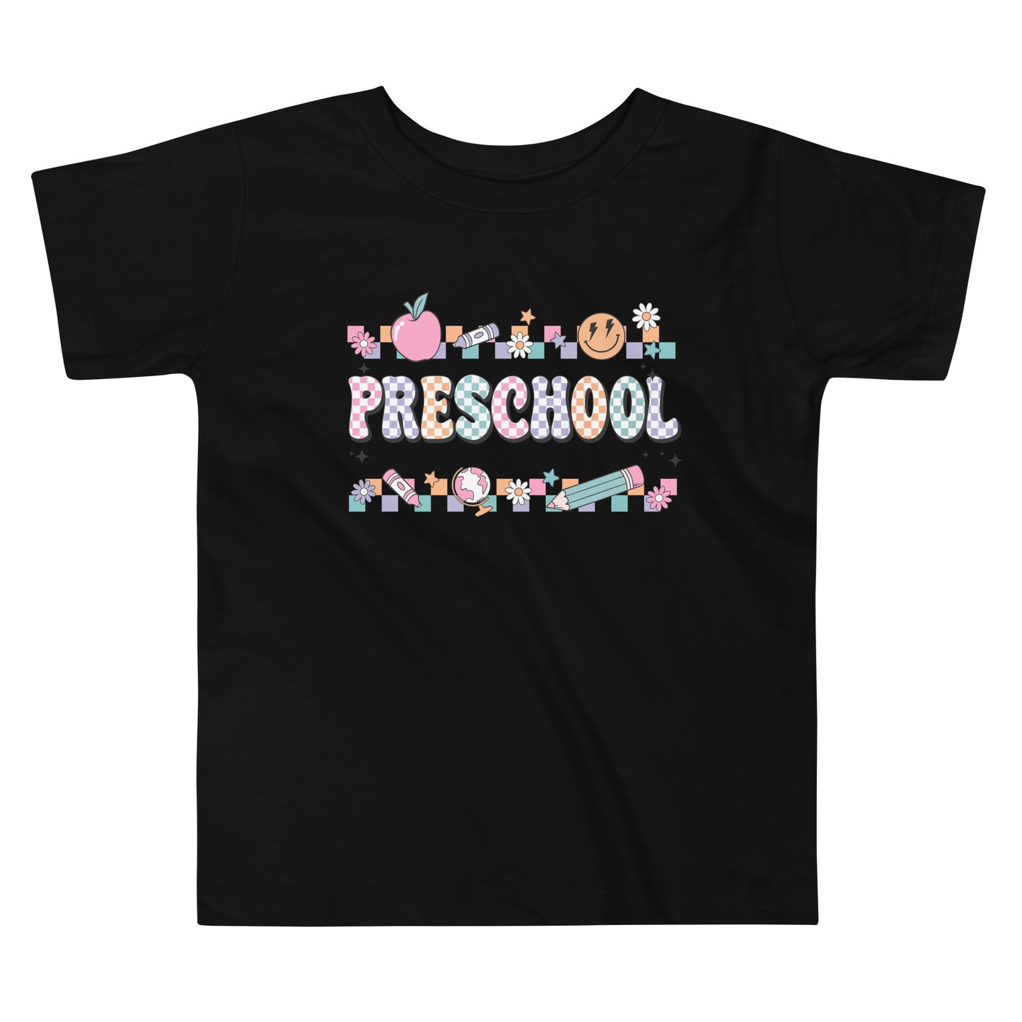 Preschool T-Shirt Retro Checker Top, Back to School, Toddler Short Sleeve Tee