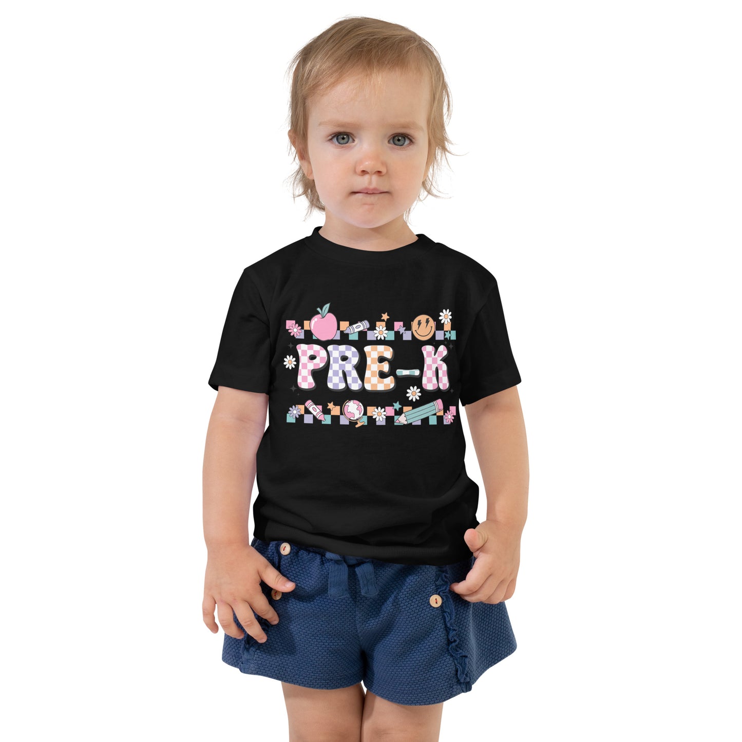 Pre-K T-Shirt Retro Checker Top, Back to School, Toddler Short Sleeve Tee