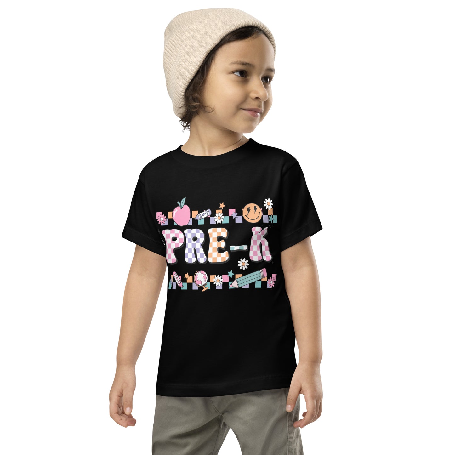 Pre-K T-Shirt Retro Checker Top, Back to School, Toddler Short Sleeve Tee