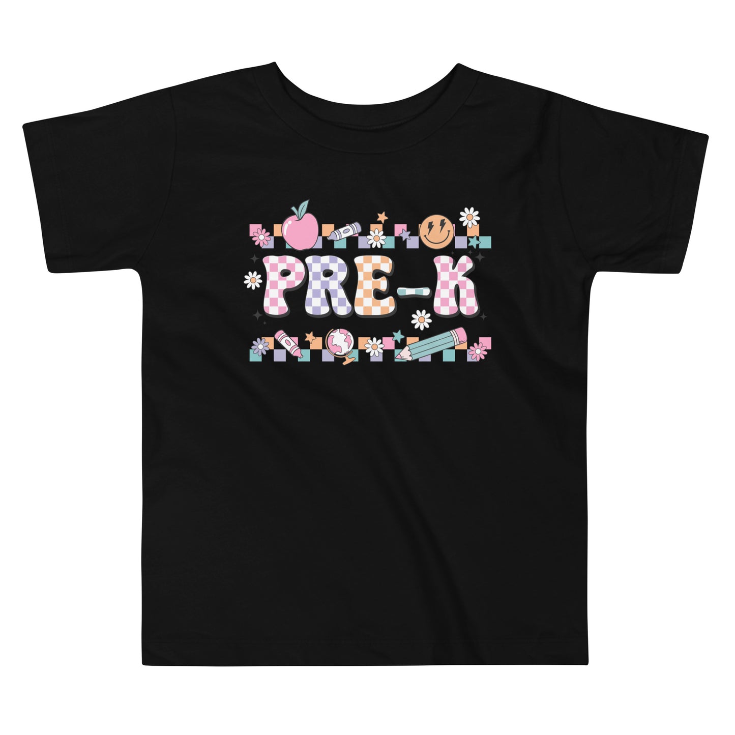 Pre-K T-Shirt Retro Checker Top, Back to School, Toddler Short Sleeve Tee