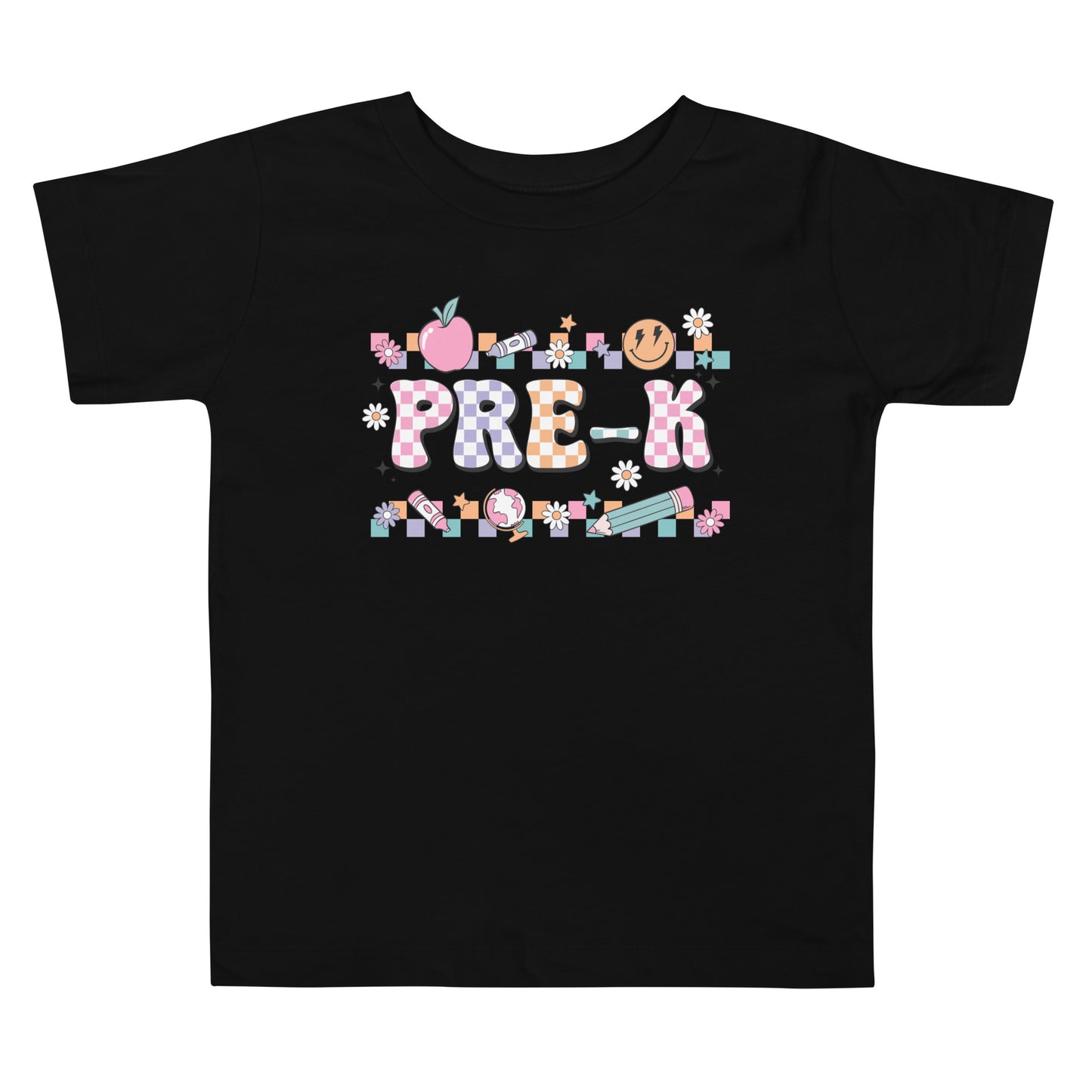 Pre-K T-Shirt Retro Checker Top, Back to School, Toddler Short Sleeve Tee