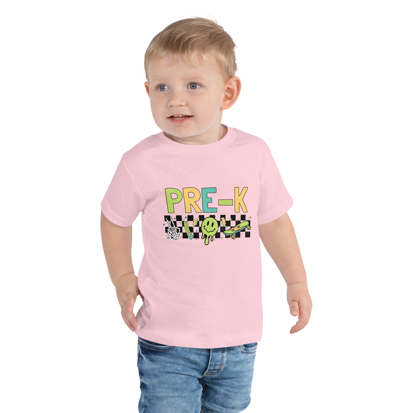 Pre-K T-Shirt Retro Skate Natural Shirt, Back to School T-Shirt Toddler