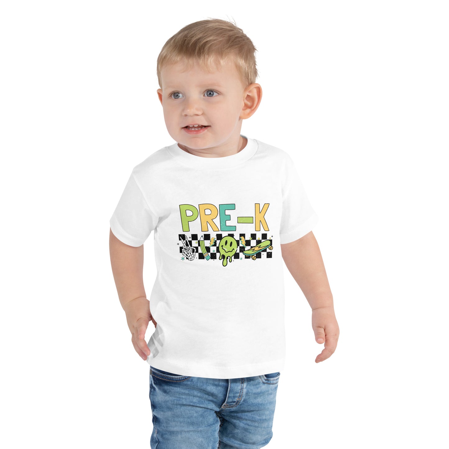 Pre-K T-Shirt Retro Skate Natural Shirt, Back to School T-Shirt Toddler