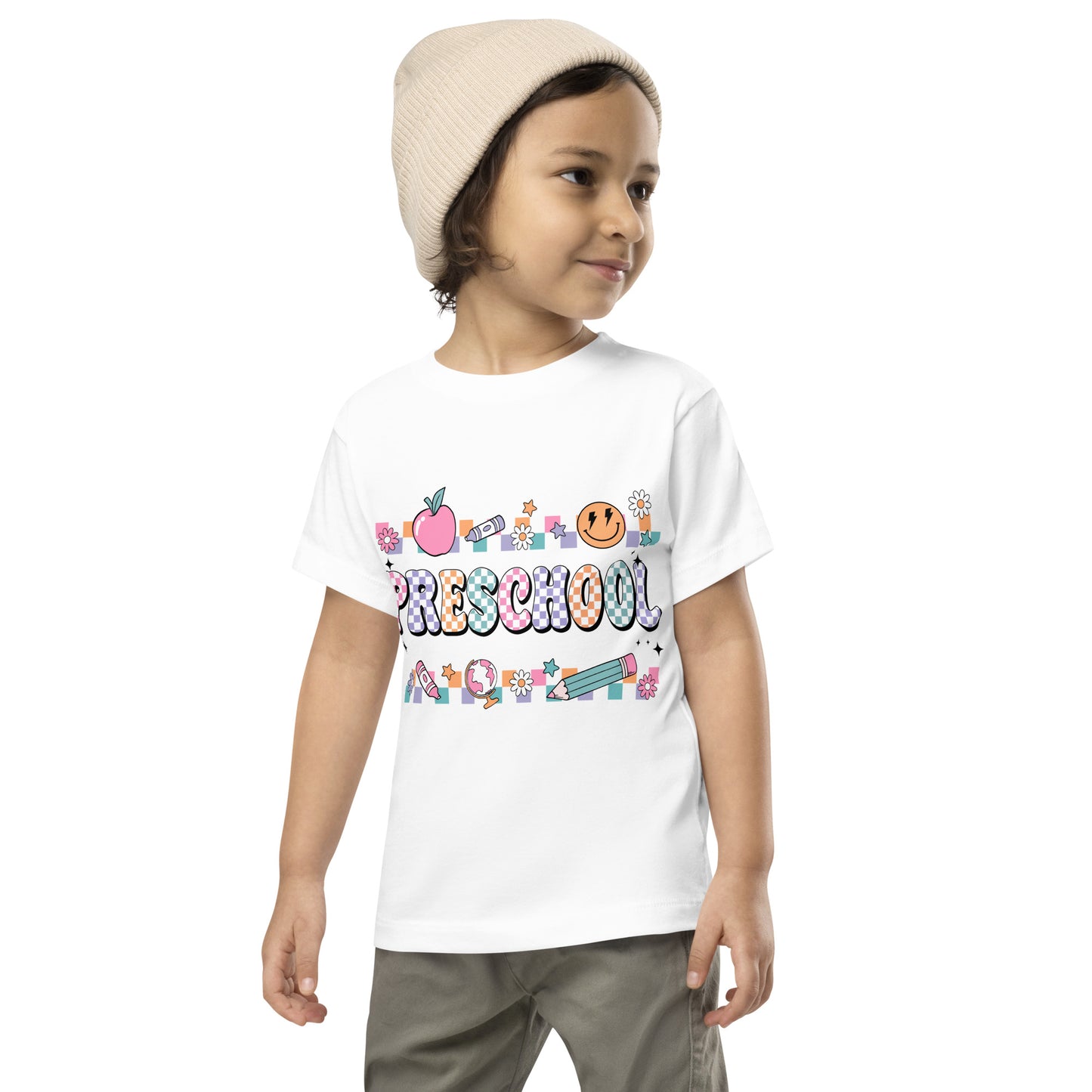 Preschool T-Shirt Retro Checker Top, Back to School, Toddler Short Sleeve Tee