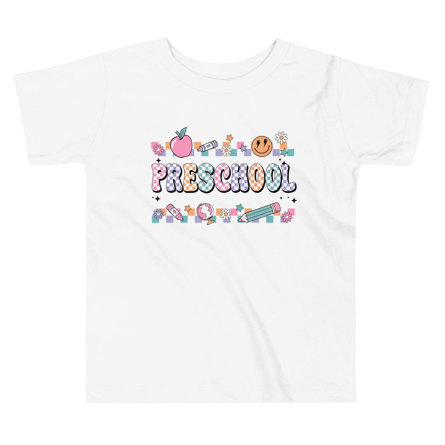 Preschool T-Shirt Retro Checker Top, Back to School, Toddler Short Sleeve Tee