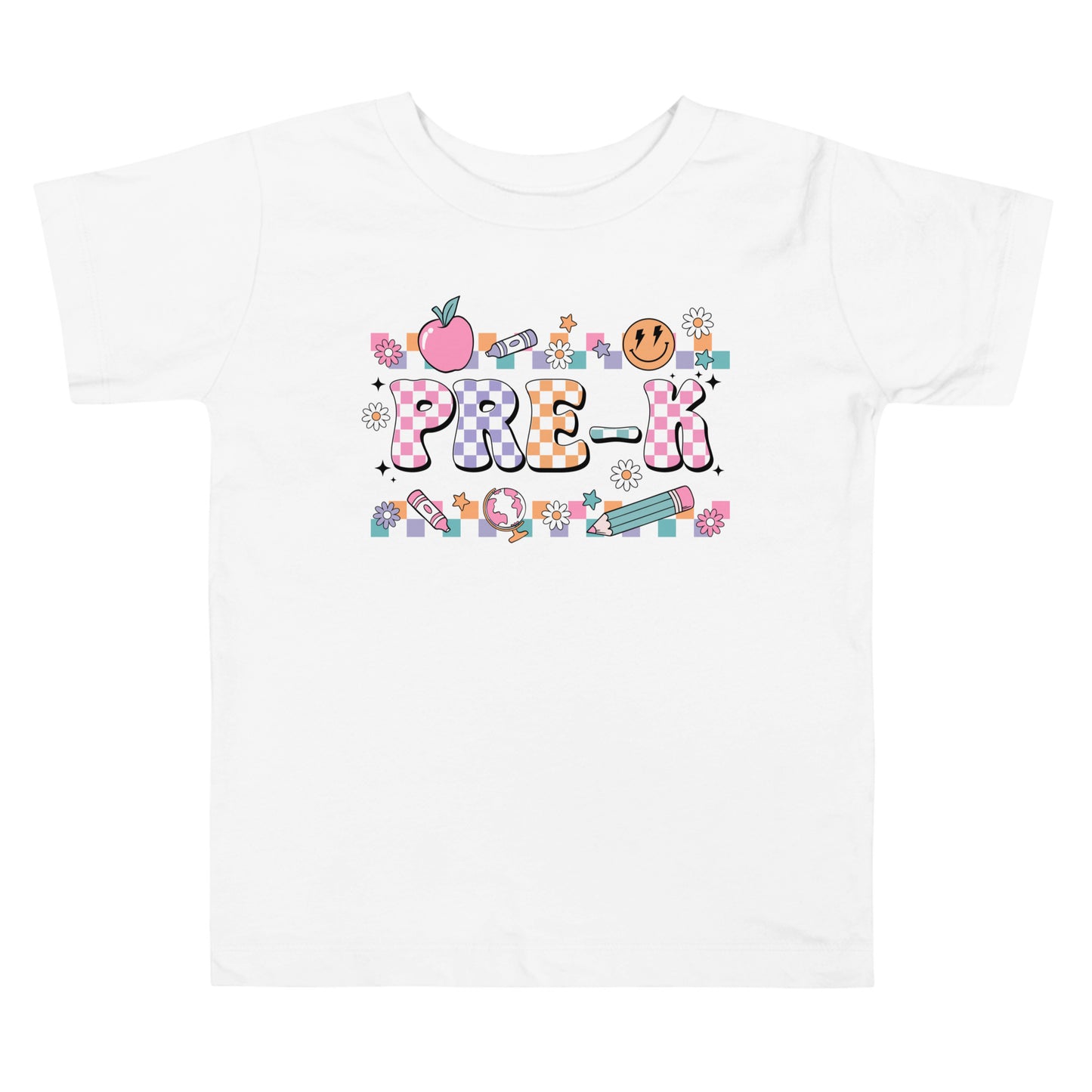 Pre-K T-Shirt Retro Checker Top, Back to School, Toddler Short Sleeve Tee