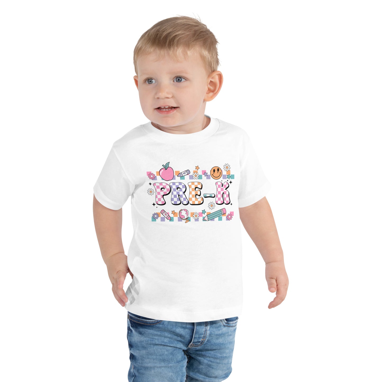 Pre-K T-Shirt Retro Checker Top, Back to School, Toddler Short Sleeve Tee