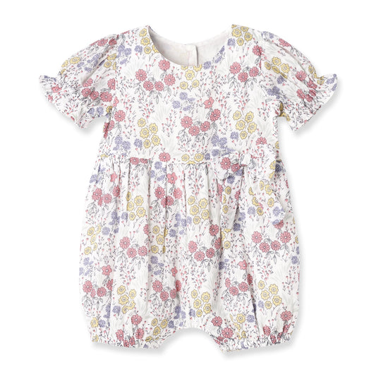 Floral Cotton Baby Romper with Bow