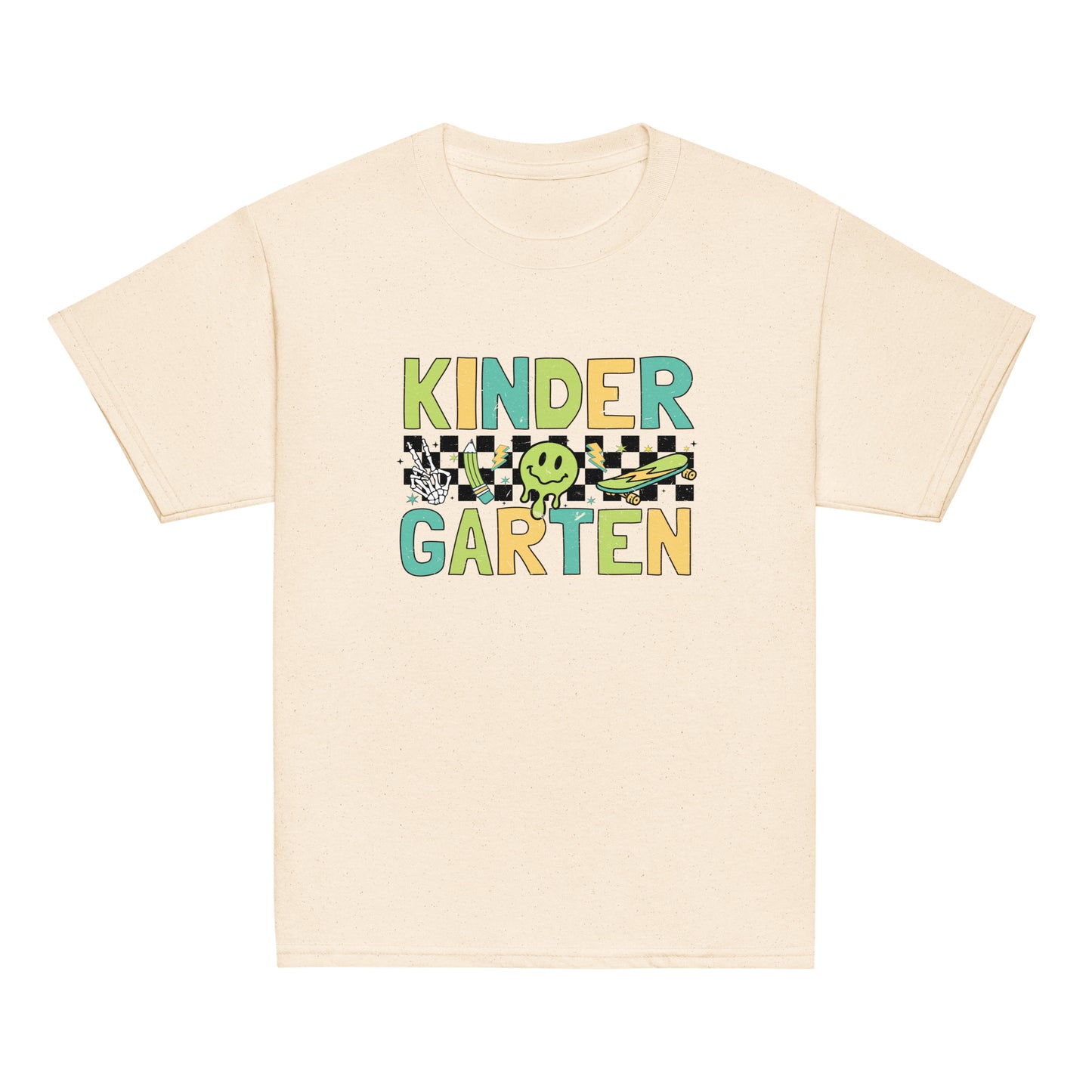 Kindergarten T-Shirt Retro Skate Natural Shirt, Back to School T-Shirt Kids