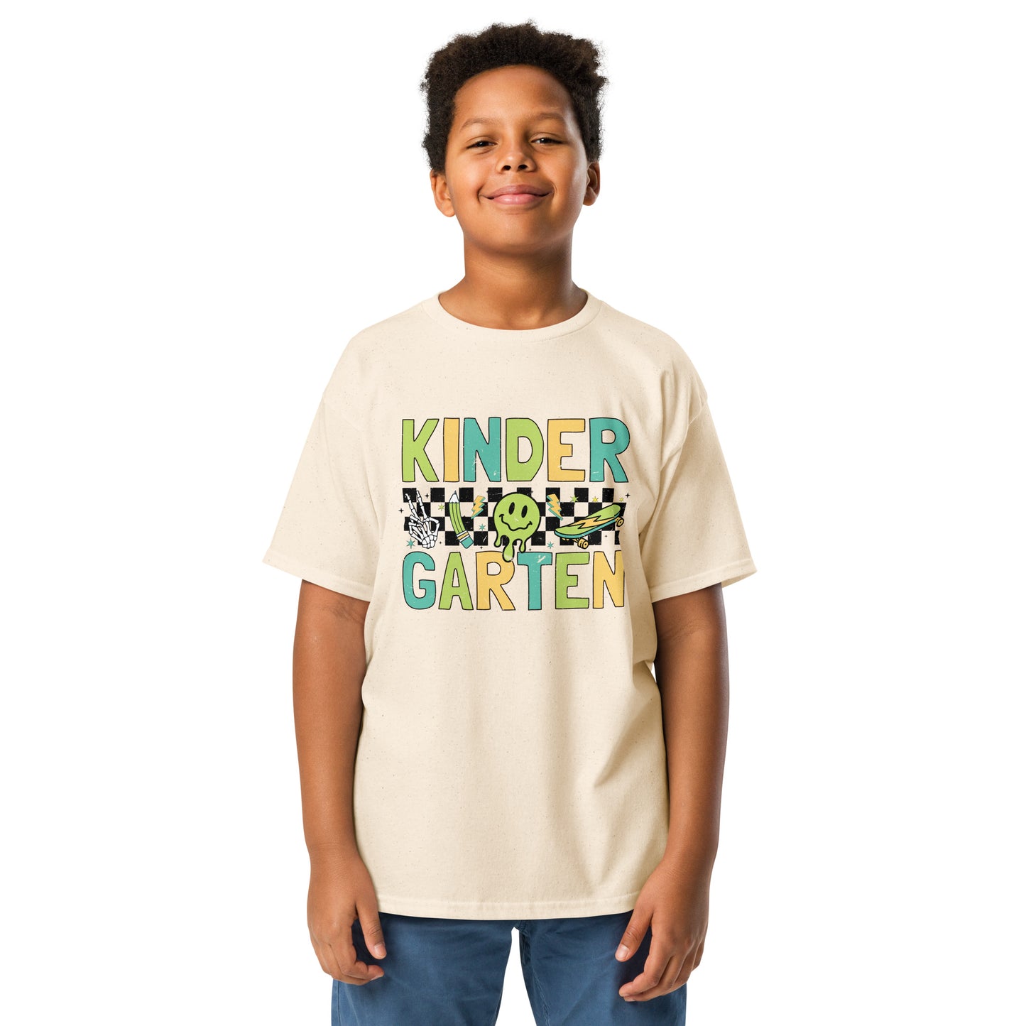 Kindergarten T-Shirt Retro Skate Natural Shirt, Back to School T-Shirt Kids