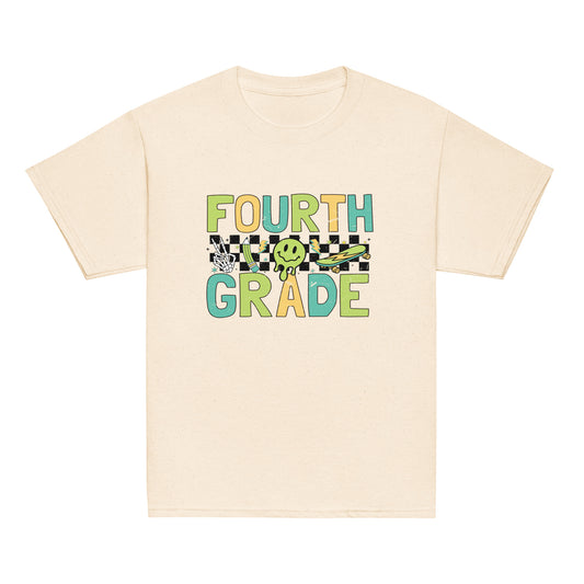 Fourth Grade T-Shirt Retro Skate Natural Shirt, Back to School T-Shirt Kids