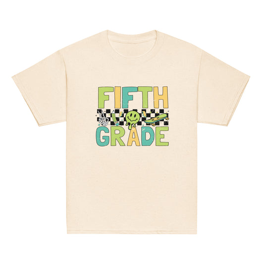 Fifth Grade T-Shirt Retro Skate Natural Shirt, Back to School T-Shirt Kids