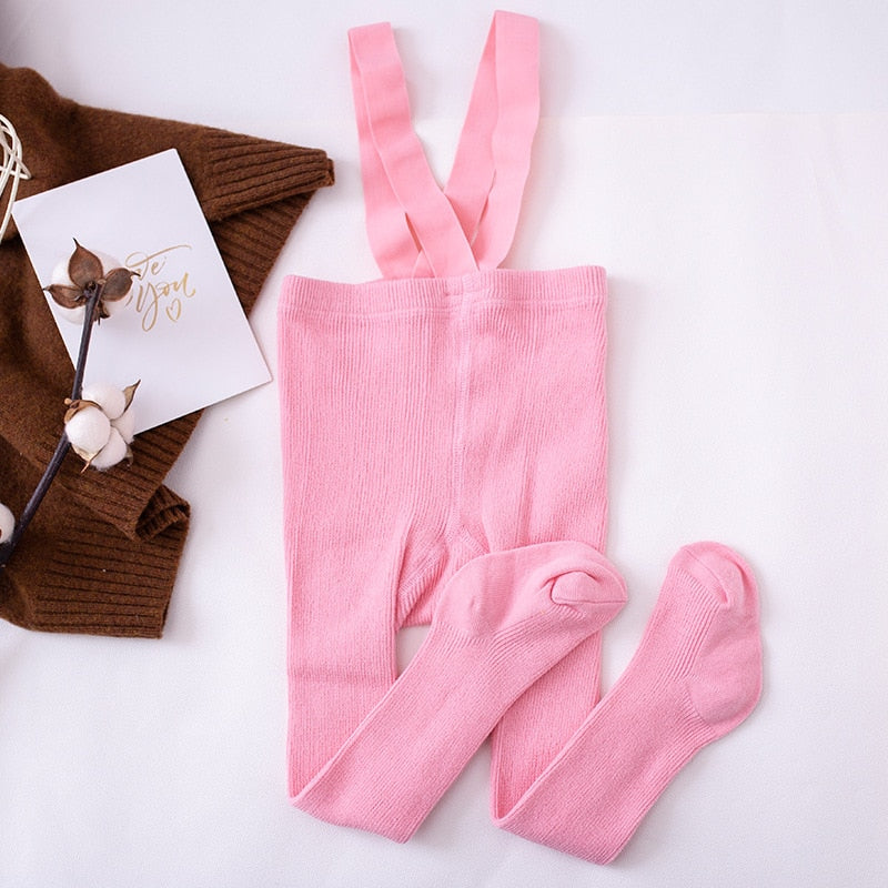 Baby Cotton Suspender Leggings Infants Baby Girls Boys Cute Solid Color High Waist Overall Leggings Tights Socks