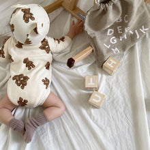 Load image into Gallery viewer, 2 Piece Teddy Bear Newborn Baby Boy Girl Long Sleeve Romper With Matching Bear Ear Hat
