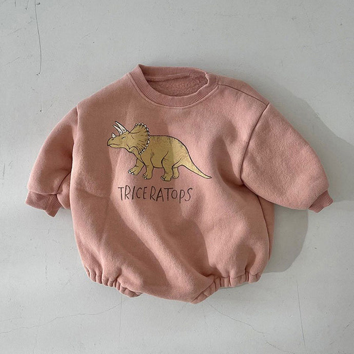 Dino New Baby Toddler Girl Boy Dinosaur Long Sleeve Soft Cotton Fleece Bubble Romper