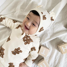 Load image into Gallery viewer, 2 Piece Teddy Bear Newborn Baby Boy Girl Long Sleeve Romper With Matching Bear Ear Hat
