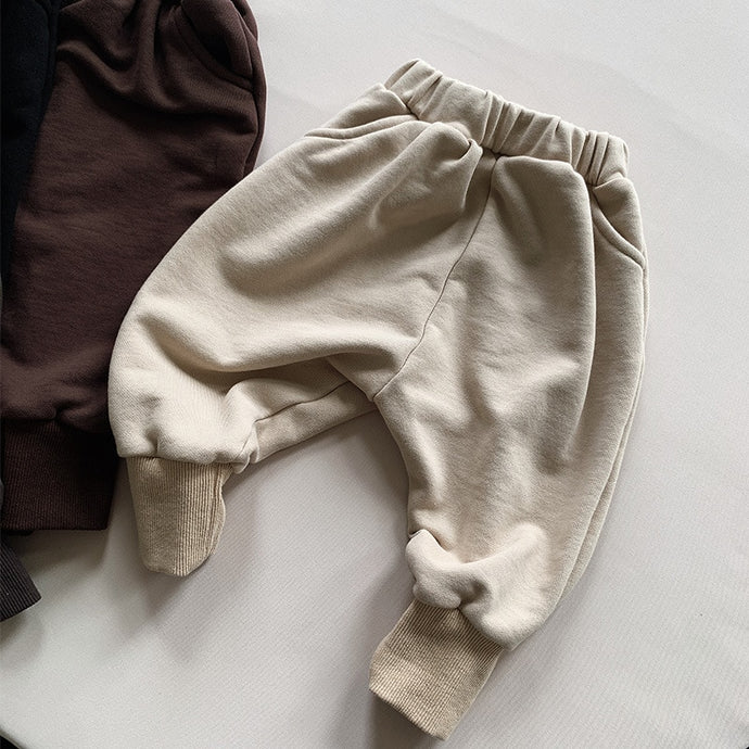 Toddler Harem Trousers Solid Color Cotton Kids Slim Leg Pants Bottoms