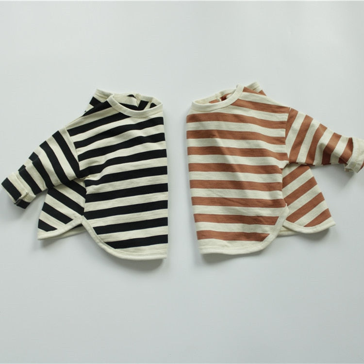 Baby Toddler Boy Girl Kids Striped T-shirts Loose Long Sleeve Tops Children Tees