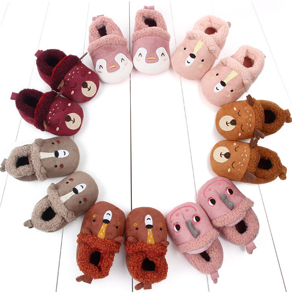 Newborn Infant Baby Shoes Anti-slip First Walker Animal Slippers