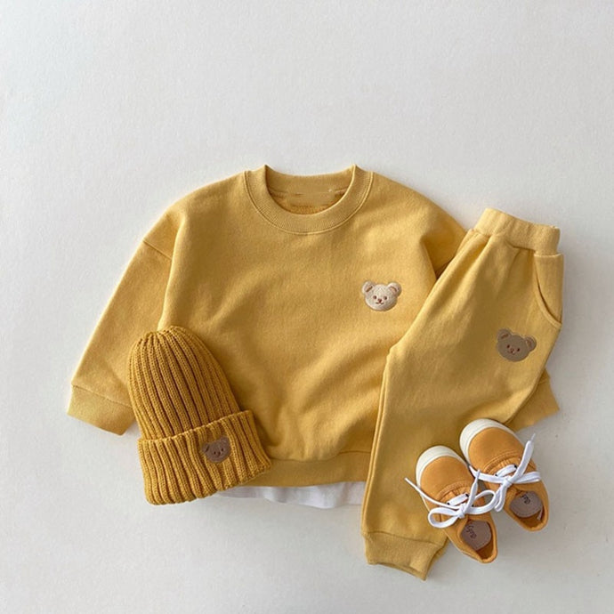 2 Piece Baby Toddler Boy Girl Long Sleeve Hoodie Sweatshirt And Pants Set - Smile Bear