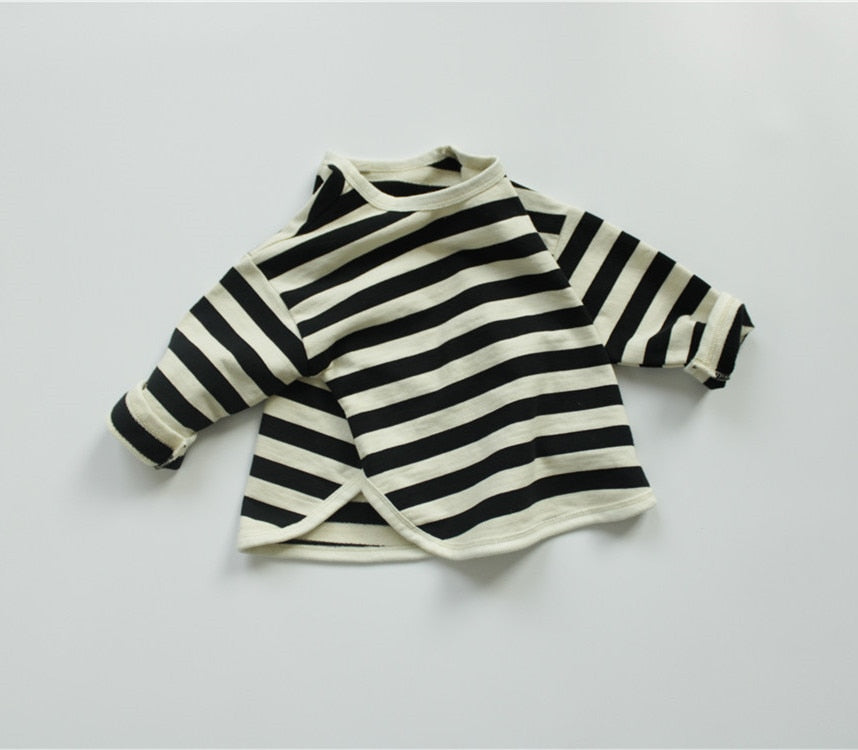 Baby Toddler Boy Girl Kids Striped T-shirts Loose Long Sleeve Tops Children Tees