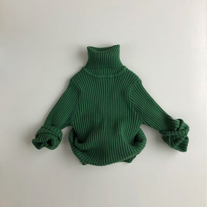 Toddler Baby Boy Girl Winter Autumn Kids Sweater Solid Pullover Turtleneck Knitwear Top
