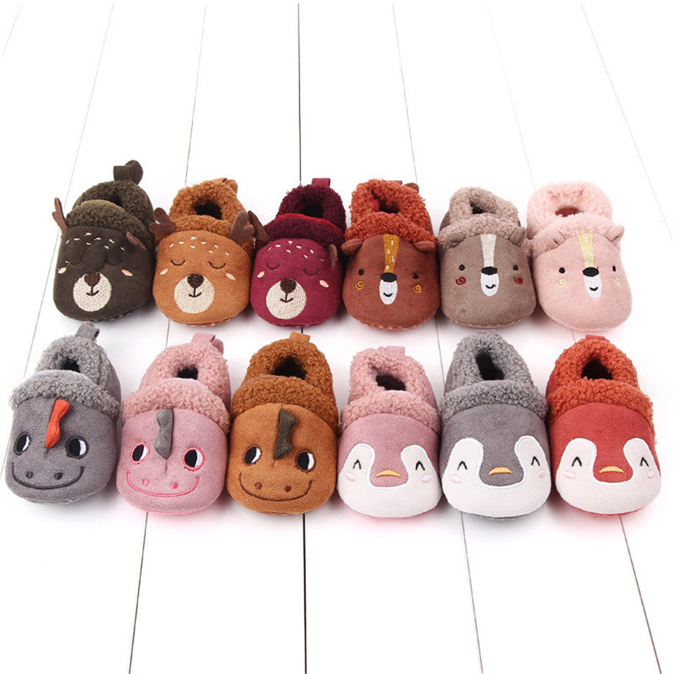 Newborn Infant Baby Shoes Anti-slip First Walker Animal Slippers