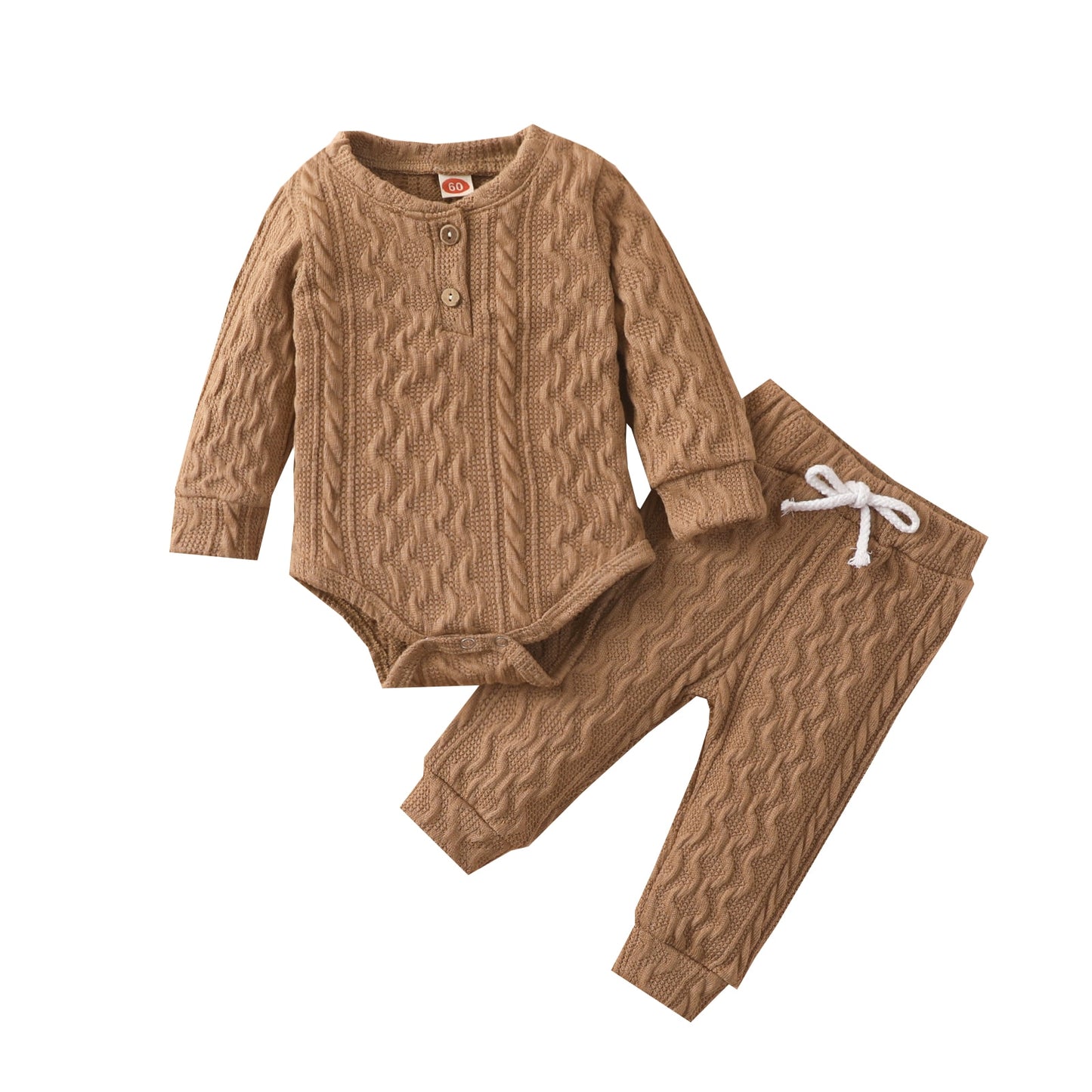 Adorable Knit Baby Girl Boy 2 Piece Long Sleeve Sweater Romper And Pants