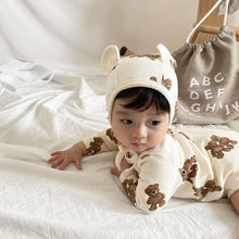 Load image into Gallery viewer, 2 Piece Teddy Bear Newborn Baby Boy Girl Long Sleeve Romper With Matching Bear Ear Hat
