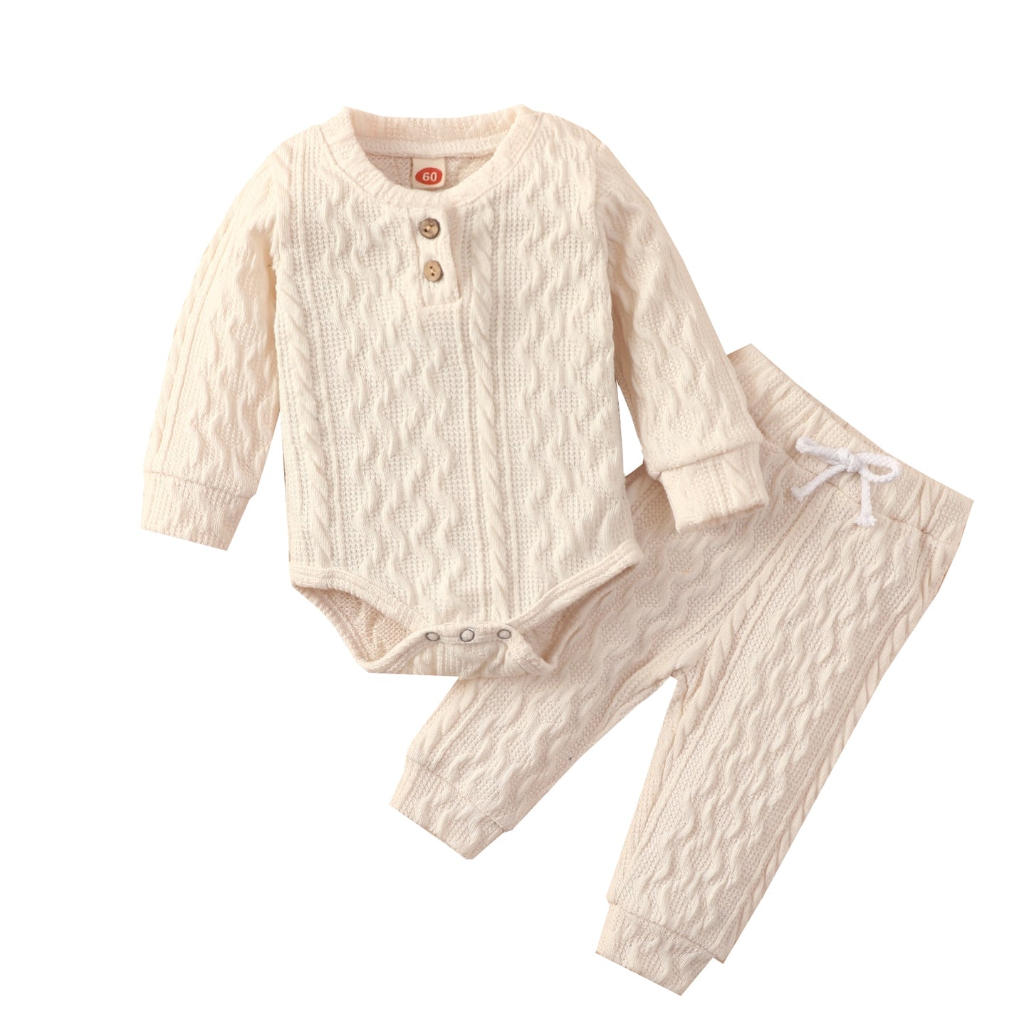 Adorable Knit Baby Girl Boy 2 Piece Long Sleeve Sweater Romper And Pants