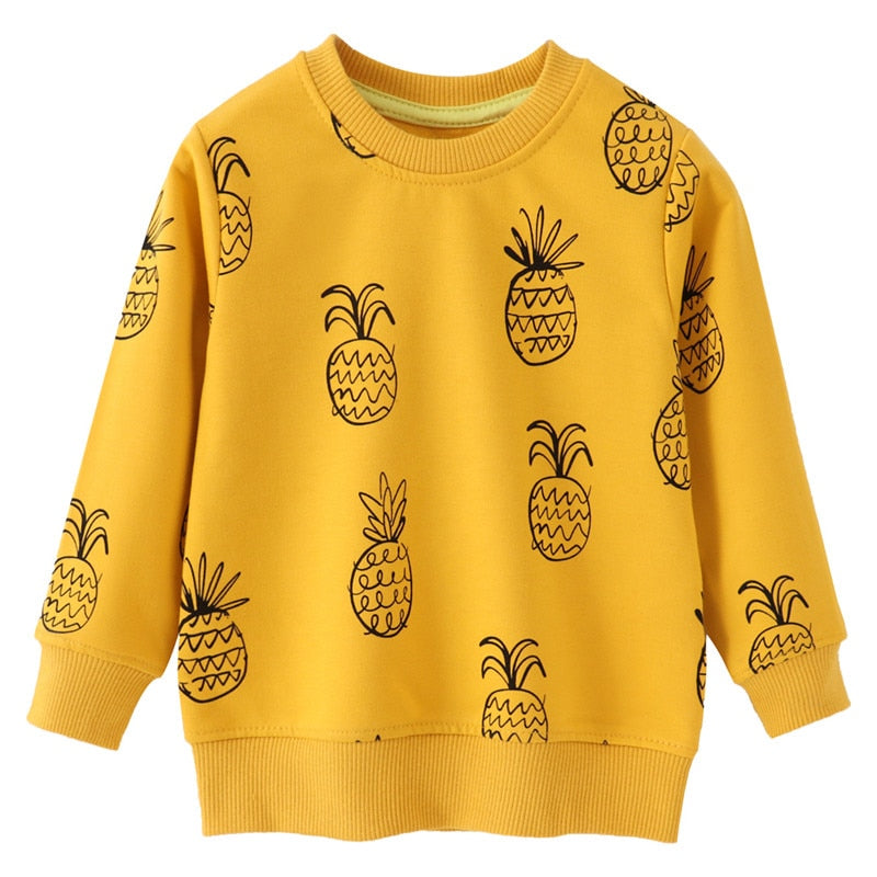 2-7Y Toddler Kids Sweatshirts Clothes Autumn Tops Rainbow Panda Car Pineapple Styles