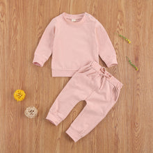 Load image into Gallery viewer, Baby Girl Boy Clothing Set Long Sleeve Solid Cotton Top Long Pant 2Pcs Fall Outfit Set
