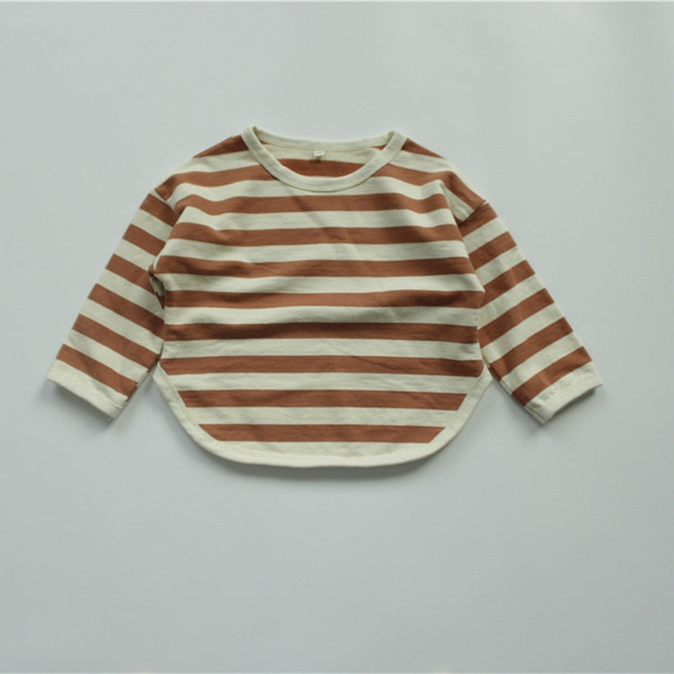 Baby Toddler Boy Girl Kids Striped T-shirts Loose Long Sleeve Tops Children Tees