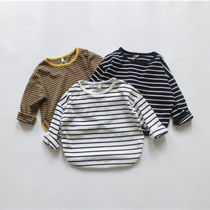 Toddler Boys Girls Kids Striped Long Sleeve Tops Casual Tees Children Clothes