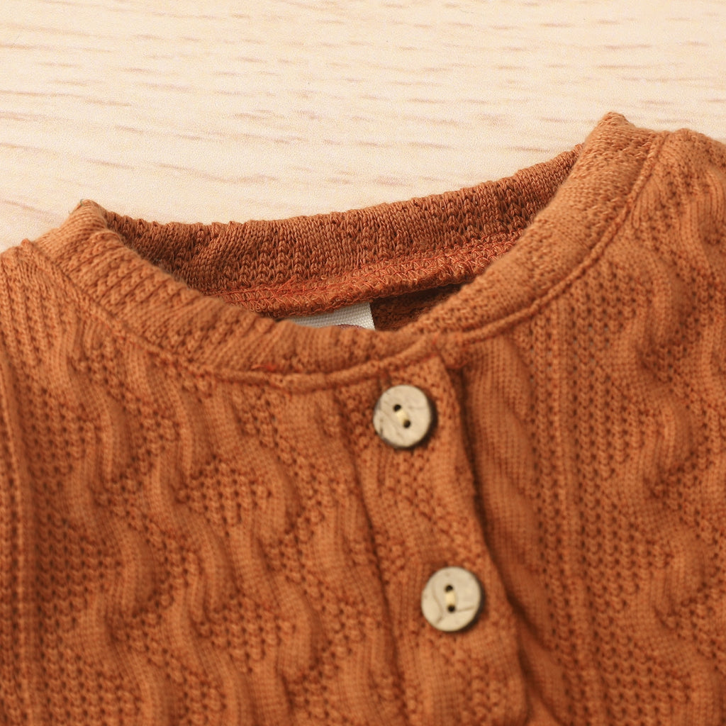 Adorable Knit Baby Girl Boy 2 Piece Long Sleeve Sweater Romper And Pants