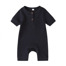 Load image into Gallery viewer, Neutral Newborn Baby Girl Boy Solid Romper Ribbed Short Sleeve Jumpsuit
