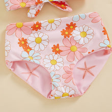 Load image into Gallery viewer, Baby Toddler Girls Summer 3PCS Swimwear Sets Bow Tank Tops Floral Bottoms and  Hat
