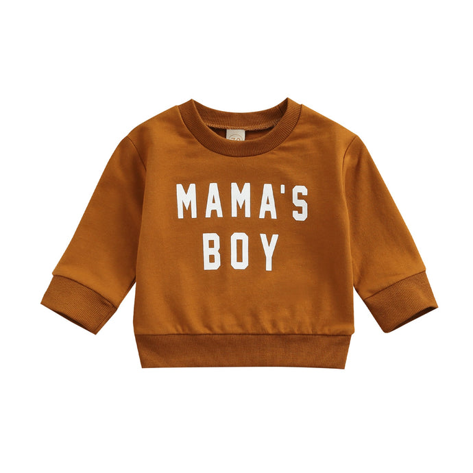 Baby Toddler Kids Boy Sweatshirt with Mamas Boy Print Design Long-sleeved Style Warm Pullover Top
