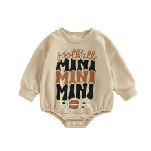Load image into Gallery viewer, Infant Baby Boys Girls Football Mini Print Bodysuit Long Sleeve Crew Neck Bubble Romper
