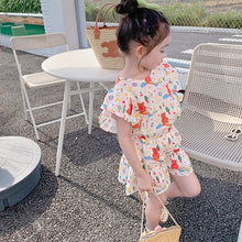 Load image into Gallery viewer, Bear Rainbow Girls Ruffle Tops and Shorts Outfit Set
