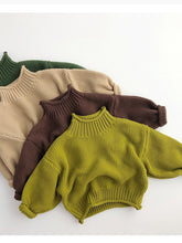 Load image into Gallery viewer, Winter Kids Sweater Vintage Boys Knitwear Solid Turtleneck Girls Sweaters
