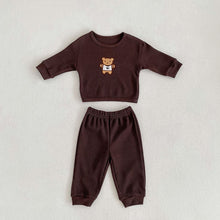 Load image into Gallery viewer, Spring Baby Boy Girl Clothes Set Toddler Waffle Printed Bear Sweatshirt Suit Infant Outfit 2PCS
