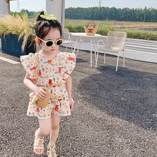 Load image into Gallery viewer, Bear Rainbow Girls Ruffle Tops and Shorts Outfit Set
