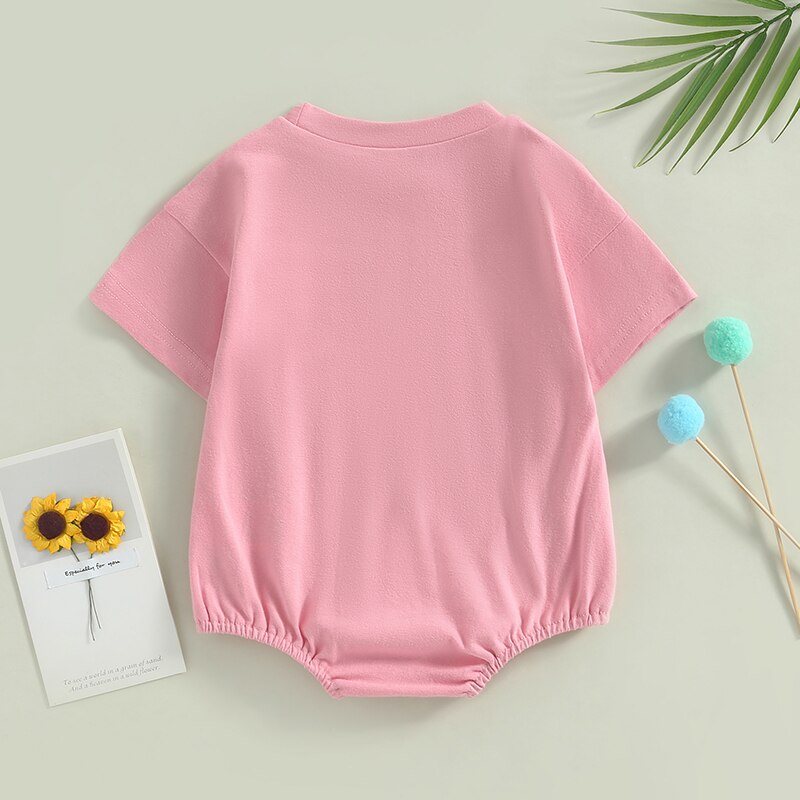 Infant Baby Boy Girl Bodysuit Casual Short Sleeve Babe Printed Jumpsuit Bubble Romper