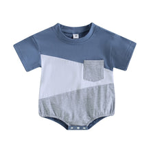 Load image into Gallery viewer, Infant Baby Boy Summer Bodysuit Short Sleeve Color Block Casual Jumpsuit Bubble Romper
