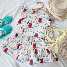 Load image into Gallery viewer, Bear Rainbow Girls Ruffle Tops and Shorts Outfit Set
